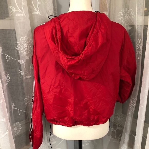 Garage  red windbreaker striped sleeves SZ L - Picture 2 of 14